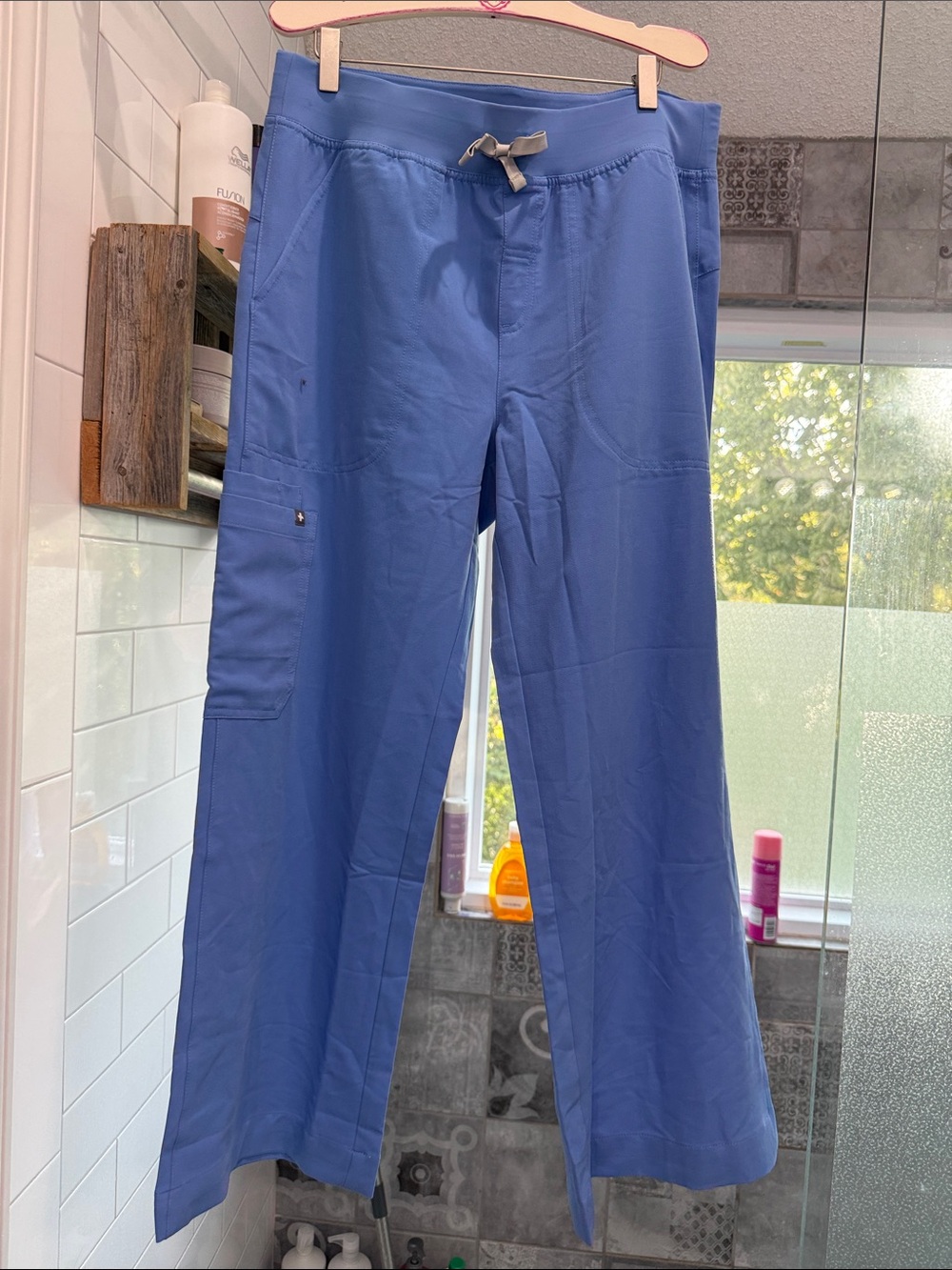 Figs Women's Large Petite Ceil Blue Wide Leg Pants